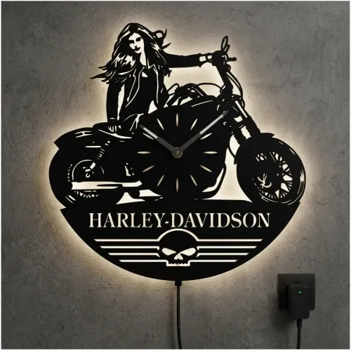 HALLEY DAVİTSON TEMALI RGB Uzaktan Kumandalı 40x40cm Siyah M…