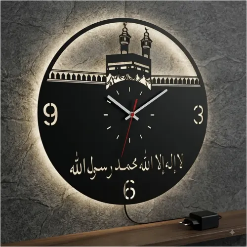 KABE TEMALI RGB Uzaktan Kumandalı 40x40cm Siyah MDF Duvar Sa…