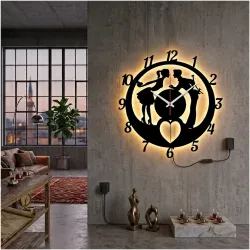 KALP AŞIKLAR TEMALI RGB Uzaktan Kumandalı 40x40cm Siyah MDF Duvar Saati