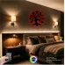 Ağaç Temalı RGB Uzaktan Kumandalı 40x40cm Siyah MDF Duvar Saati