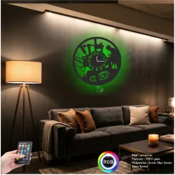 Ayakkabı Tamircisi Temalı RGB Uzaktan Kumandalı 40x40cm Siyah MDF Duvar Saati