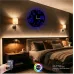 Çiçek Temalı RGB Uzaktan Kumandalı 40x40cm Siyah MDF Duvar Saati