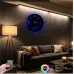 Erkek kuaförü Temalı RGB Uzaktan Kumandalı 40x40cm Siyah MDF Duvar Saati