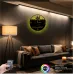 Kabe Temalı  RGB Uzaktan Kumandali 40x40cm Siyah MDF Duvar Saati