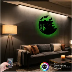 Kurt Köpek Figürlü RGB LED Işıklı MDF Duvar Saati