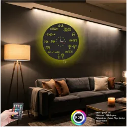 Luvivia Matematik Figürlü RGB LED Işıklı MDF Duvar Saati