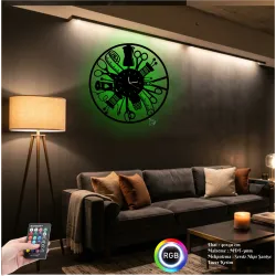 Luvivia Terzi Moda Stilist Figürlü RGB LED Işıklı MDF Duvar Saati - Modern Dekor