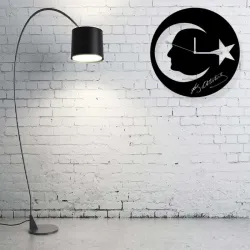 Atatürk Ayyıldız Siyah MDF Duvar Saati