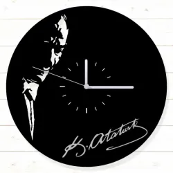 Atatürk Siyah MDF Duvar Saati