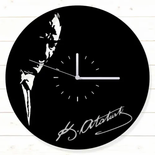 Atatürk Siyah MDF Duvar Saati