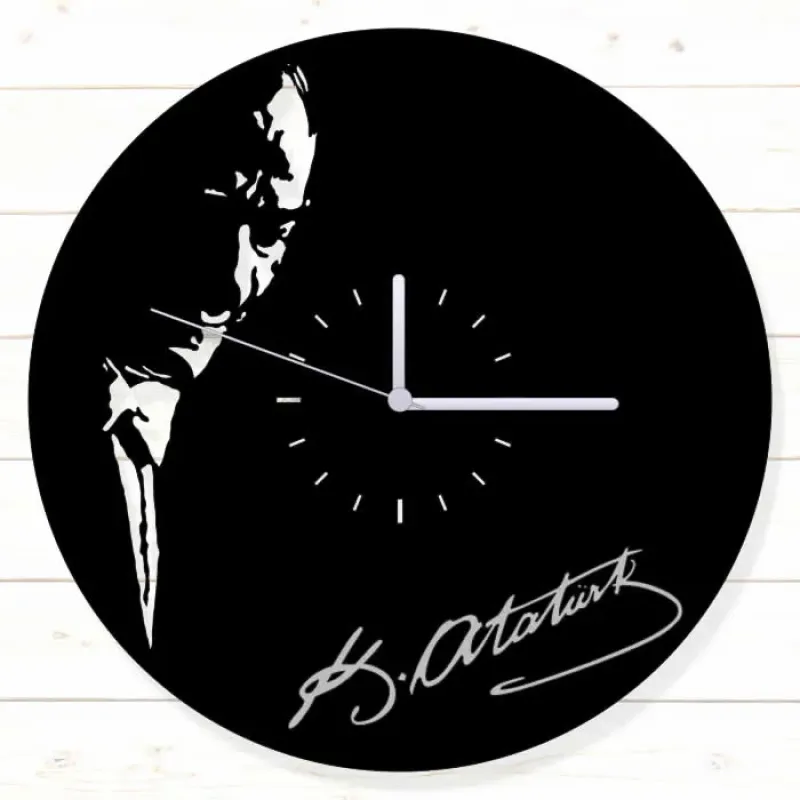 Atatürk Siyah MDF Duvar Saati