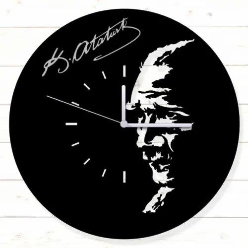 Atatürk v Siyah MDF Duvar Saati