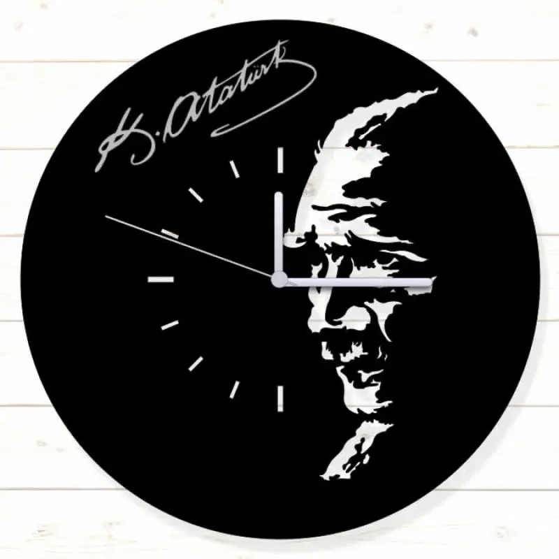 Atatürk v Siyah MDF Duvar Saati