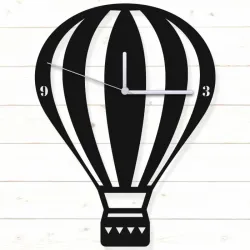 Balon Siyah MDF Duvar Saati