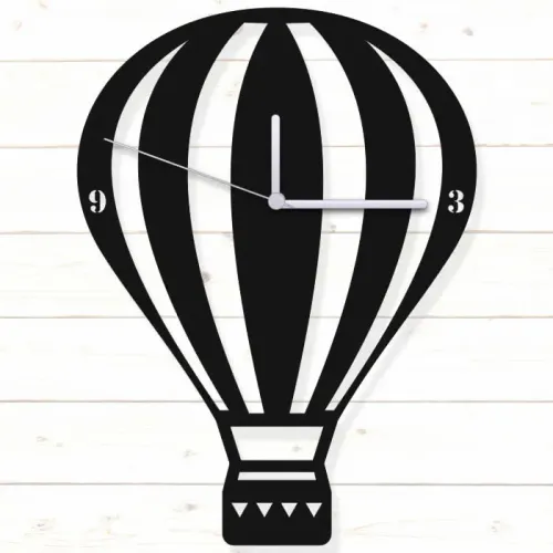 Balon Siyah MDF Duvar Saati