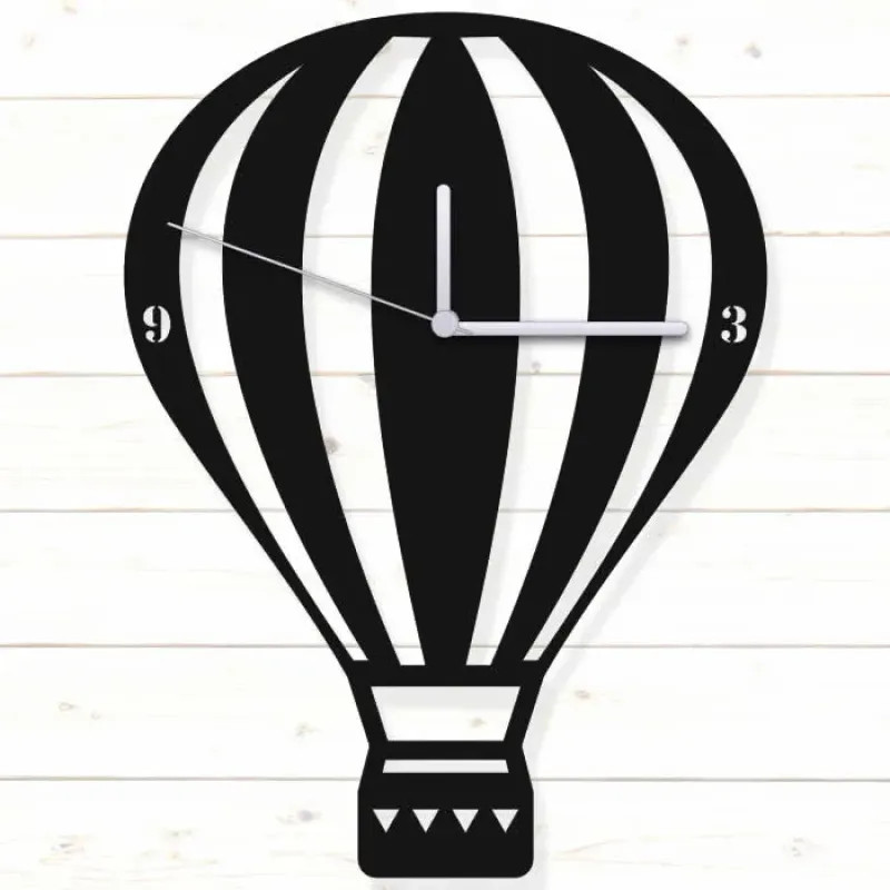 Balon Siyah MDF Duvar Saati