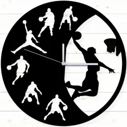 Basketbol Siyah MDF Duvar Saati