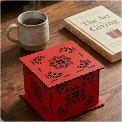 Kare Desenli MDF Kişiye Özel Takı Kutusu