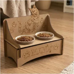 Kişiye Özel İsimli Kedi Köpek  Mama Standı