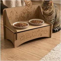 Kişiye Özel İsimli Kedi Köpek  Mama Standı