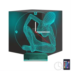 Minimalist Kadın Heykel Saatli 3D Lamba - Masa Gece Lambası