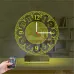 Klasik Saat Saatli 3D Lamba - Masa Gece Lambası