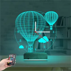 Balon Bulut Tasarım Saatli 3D Lamba - Masa Gece Lambası