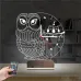Baykuş Tasarım Saatli 3D Lamba - Masa Gece Lambası