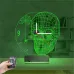 Kuru Kafa İskelet Saatli 3D Lamba - Masa Gece Lambası