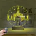 Mekke Kabe Cami Saatli 3D Lamba - Masa Gece Lambası