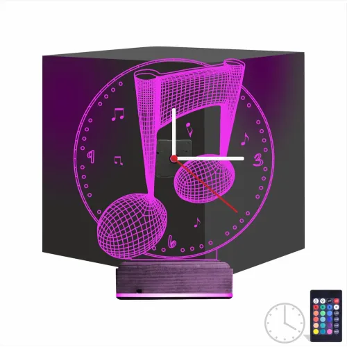 Müzik Nota Müzisyen Tasarım Saatli 3D Lamba - Masa Gece Lamb…