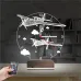 Pırpır Uçak Pilot Tasarım Saatli 3D Lamba - Masa Gece Lambası