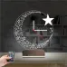 Türk Bayrağı Ay Yıldız V2 Saatli 3D Lamba - Masa Gece Lambası
