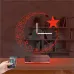 Türk Bayrağı Ay Yıldız V2 Saatli 3D Lamba - Masa Gece Lambası