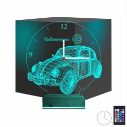 Vosvos Araba Saatli 3D Lamba - Masa Gece Lambası