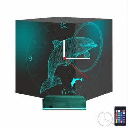 Yunus Balığı V1 Saatli 3D Lamba - Masa Gece Lambası