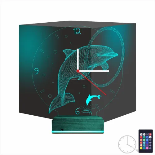 Yunus Balığı V1 Saatli 3D Lamba - Masa Gece Lambası