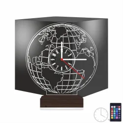 Dünya Tasarım Saatli 3D Lamba - Masa Gece Lambası