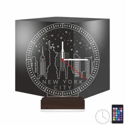 Özgürlük Heykeli New York Saatli 3D Lamba - Masa Gece Lambası