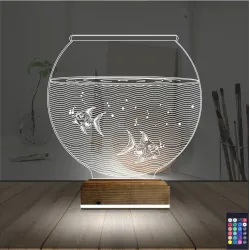 Akvaryum Fanus Balık 3D Lamba - Masa Gece Lambası