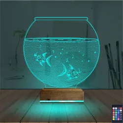 Akvaryum Fanus Balık 3D Lamba - Masa Gece Lambası