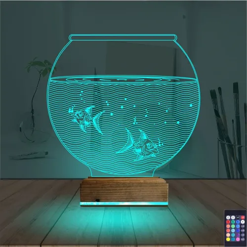 Akvaryum Fanus Balık 3D Lamba - Masa Gece Lambası