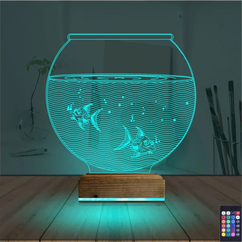 Akvaryum Fanus Balık 3D Lamba - Masa Gece Lambası
