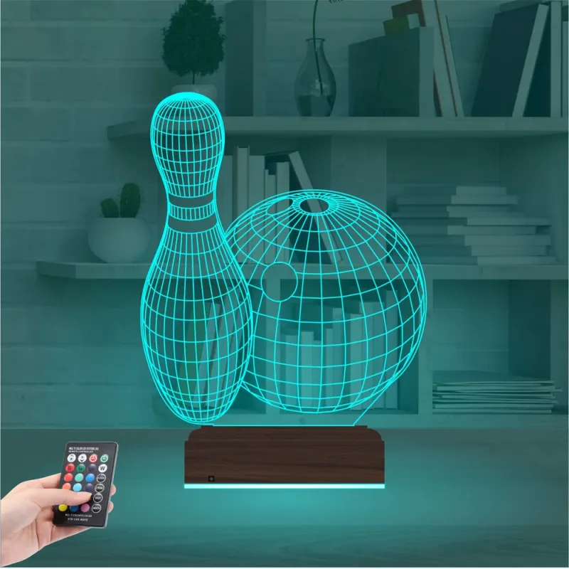 Bowling Topu Labut 3D Lamba - Masa Gece Lambası