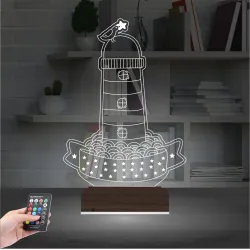 Deniz Feneri Kuş 3D Lamba - Masa Gece Lambası