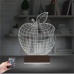 Elma Diyetisyen Temalı 3D Lamba - Masa Gece Lambası