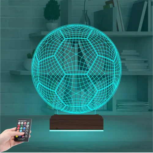 Futbol Topu Futbolcu Taraftar Spor 3D Lamba - Masa Gece Lambası