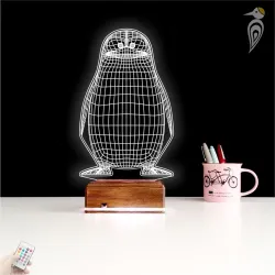 Penguen Çocuk Odası Tasarım 3D Lamba - Masa Gece Lambası