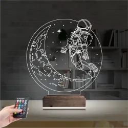 Astronot Ay 3D Lamba - Masa Gece Lambası