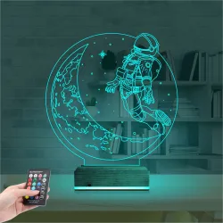 Astronot Ay 3D Lamba - Masa Gece Lambası